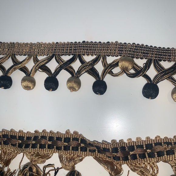 Home decor trim , black and gold , fringe , poms and braids . Costume use too - Picture 4 of 6